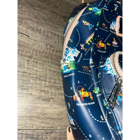 Loungefly Disneyland 65th Anniversary Disney Park Map Convertible Mini Backpack - Picture 4 of 9